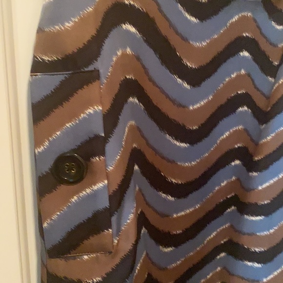 Leona by Lauren Leonard Blue/Brown Retro Silk Mini Skirt - Picture 2 of 6